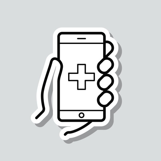 紧急呼叫。灰色背景上的图标贴纸图片下载