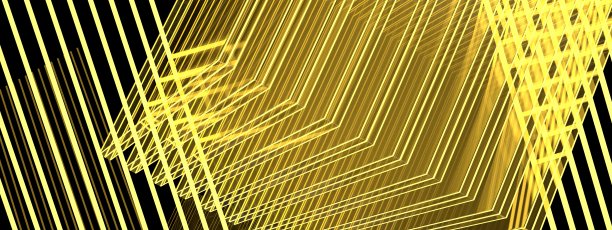 赛博朋克霓虹灯未来主义的发光是线性折射黄色抽象，优雅和现代的3D渲染图像图片下载