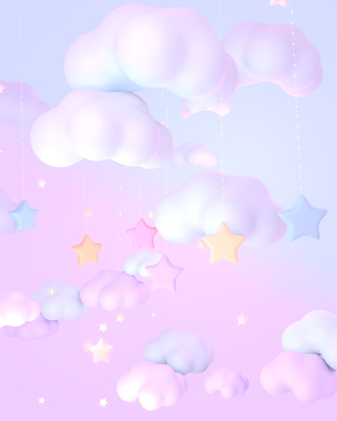 卡通粉彩悬挂星星图片下载