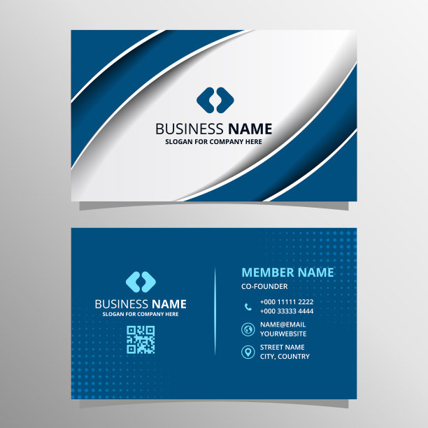 蓝白曲线名片模板图片下载