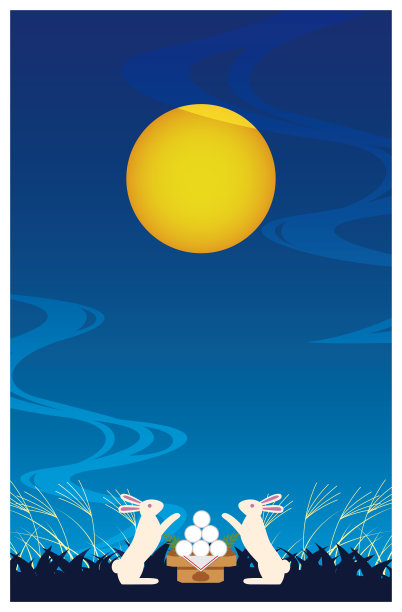 赏月汤圆和草原，夜空为背景图片下载