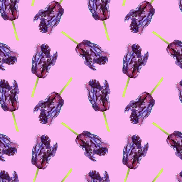 紫色相同的郁金香头图案图片下载