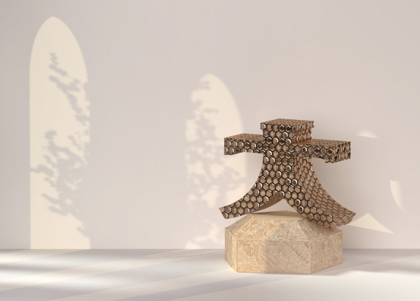 一套不同纹理的韩文字母。用韩国传统木柱和青铜装饰的字母“j”。3d渲染插图。自定义艺术字体与白色干净的空间。图片下载