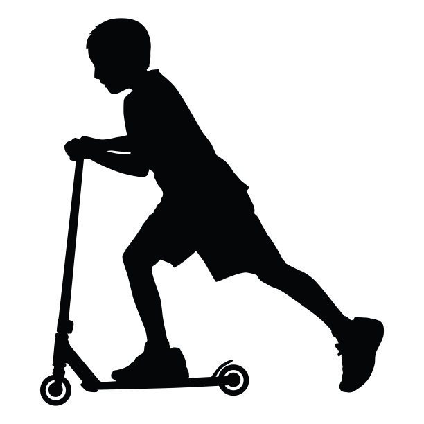 骑滑板的男孩剪影图片下载