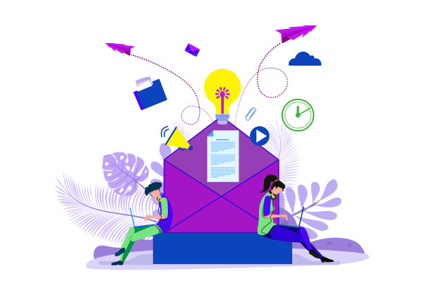 电子邮件的概念，一个新的传入短信，一个大个子从信封里爬出来通知消息，邮件通知发送图片下载