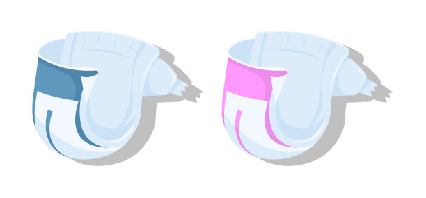 男孩和女孩的婴儿尿布。粉红色的尿布。蓝色的尿布。图片下载