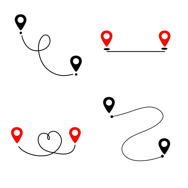 黑色路线跟踪图标。图片下载