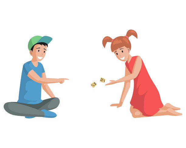 孩子们一起玩骰子。寓教于乐，寓教于乐的逻辑游戏图片下载