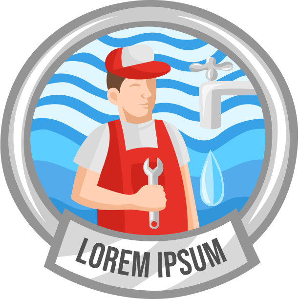 水管工服务标志。管道服务工程的标志。矢量图像图片下载