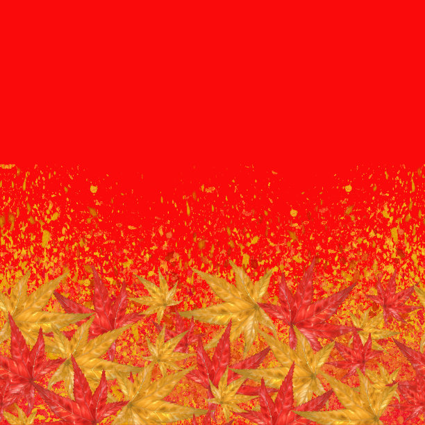 水彩秋天框架的红色和橙色的枫叶图片下载