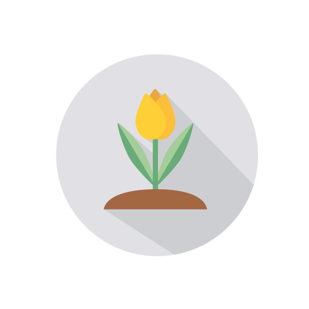 可爱的园艺图标与长影子花图片下载