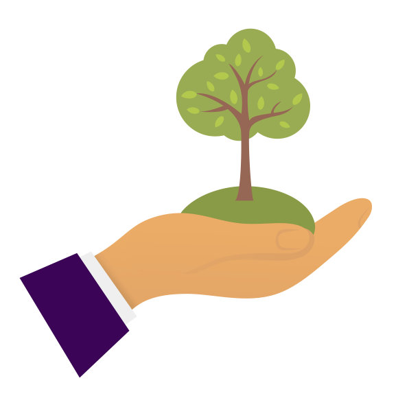 一个商人的手在透明的背景下握着一棵树。环境的概念。图片下载