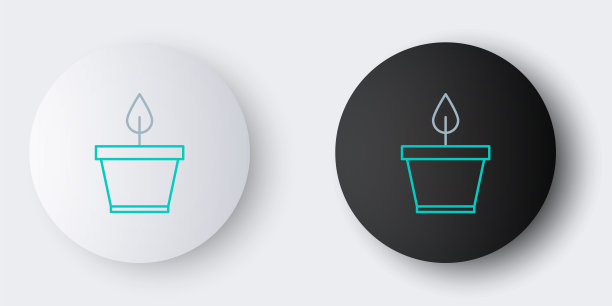 在灰色背景上孤立的盆栽图标行植物。盆栽植物。盆栽植物标志。色彩斑斓的轮廓的概念。向量图片下载