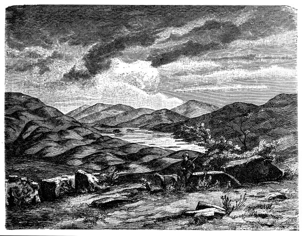 圆形的驼峰景观与地面在湖盆从苏格兰高地图片下载