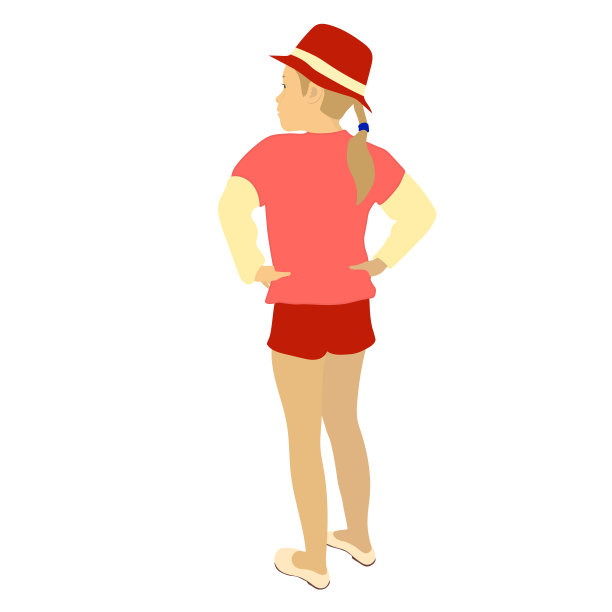 插图的一个女孩在一个红色的帽子和夏天的衣服图片下载