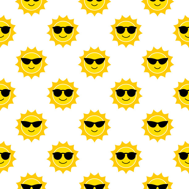 可爱的太阳脸无缝图案图片下载