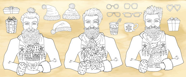 设计设置积极微笑的圣诞老人图片下载