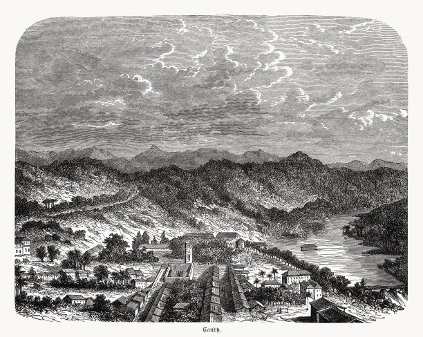 康提，斯里兰卡，木刻，1868年出版图片下载