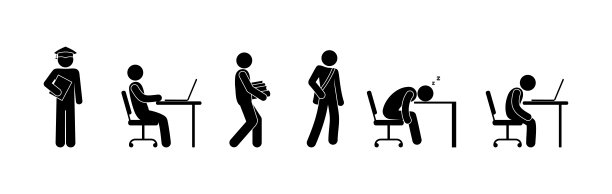 学生图标，学习插图，简笔画人物图片下载