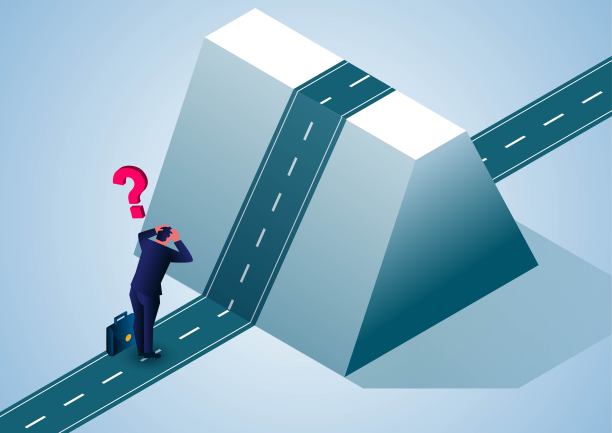 商人前进的道路上遇到了巨大的障碍、挫折和困难图片下载