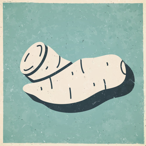 山药。复古风格的图标-旧的纹理纸图片下载