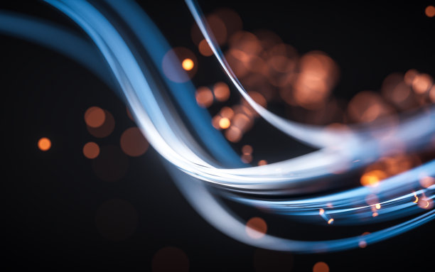 流动曲线和粒子背景，3d渲染。图片下载