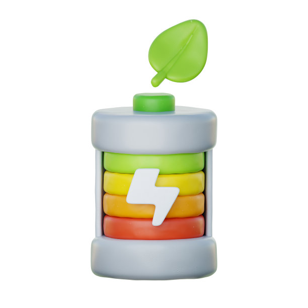3D电池充电，环保替代能源，清洁能源，卡通风格，3D渲染。图片下载