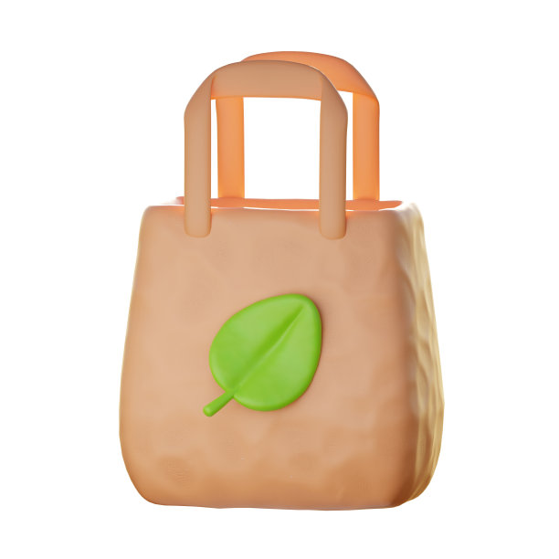 3d购物袋与回收符号。世界环境日，环保，卡通风格，3d渲染。图片下载