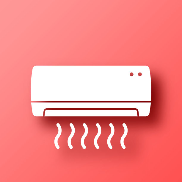 空调。图标在红色背景与阴影图片下载