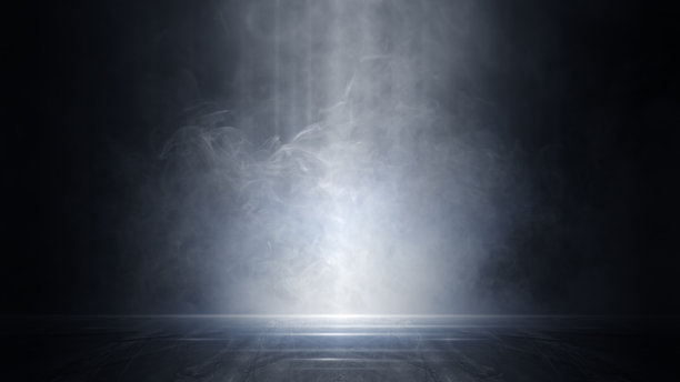 空旷开放的深蓝色场景，工作室房间，烟雾，烟雾，霓虹射灯，光线反射，混凝土地板，夜景，数码技术背景，室内纹理为展示产品图片下载