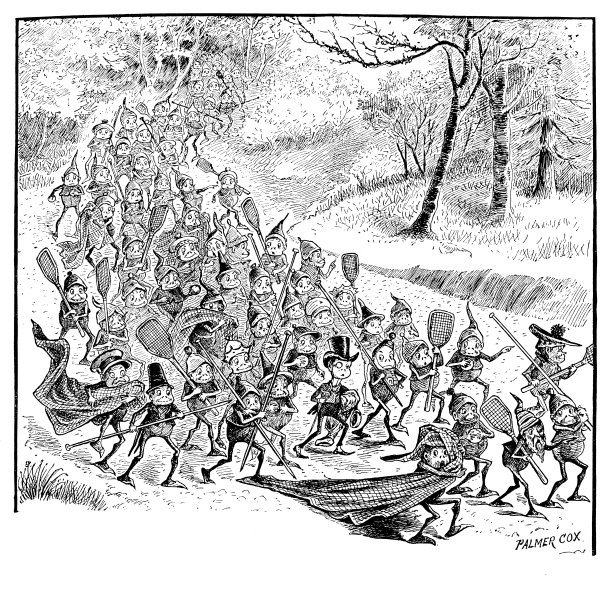 有趣的卡通人物的古董插图(“布朗尼”，1887年)图片下载