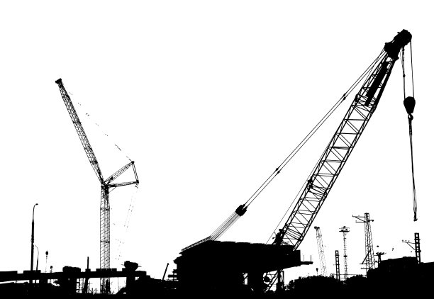 起重机的轮廓轮廓在白色背景上图片下载