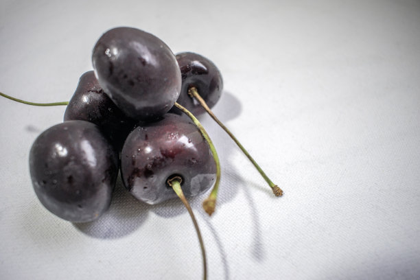 对比色:黑樱桃在白色背景股票照片图片下载