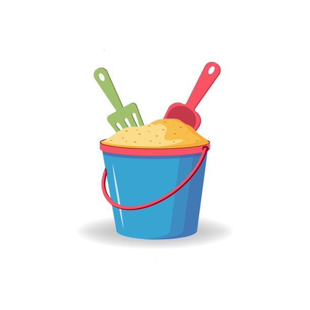 白色背景上的沙桶插图图片下载