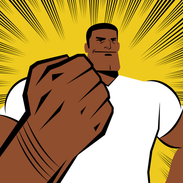 肌肉男在漫画特效背景中挥拳图片下载