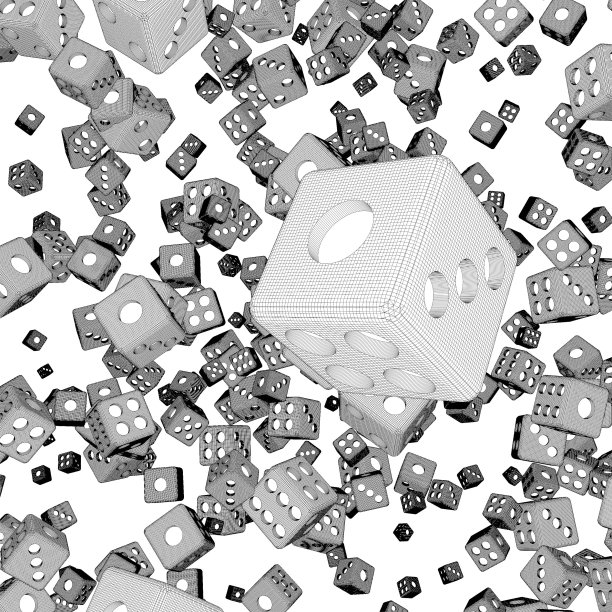 黄金骰子的3D插图图片下载