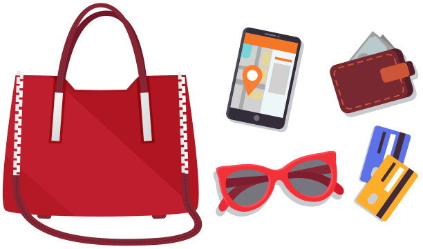 现代女性的包，里面装着太阳镜图片下载