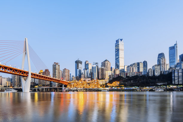 重庆洪崖洞和千四门桥夜景图片下载