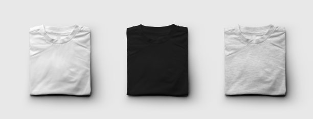 白色，黑色，石楠t恤模板，折叠衣服的孩子，正面视图，为设计，图案。图片下载
