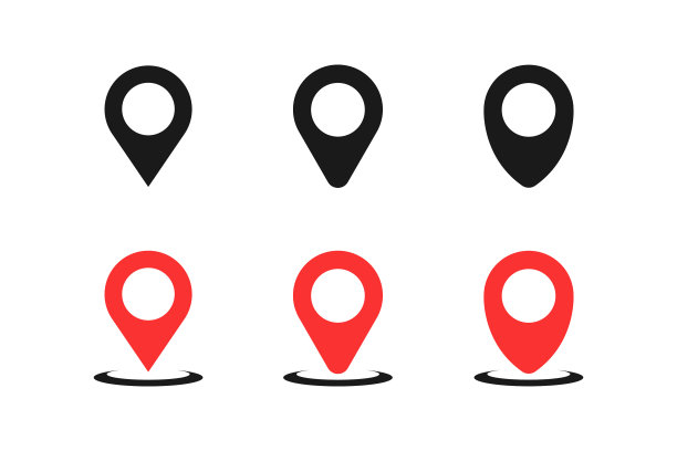 位置和地图引脚图标集。图片下载