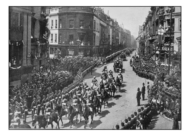 古董伦敦摄影:威廉国王街的皇家游行队伍图片下载