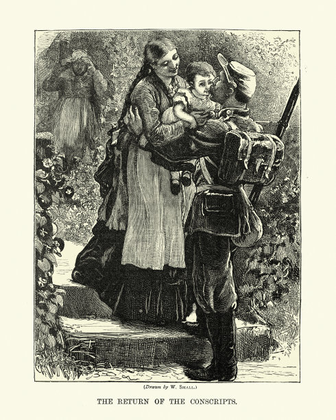 一名从战场归来的士兵，回到了妻子和孩子身边，维多利亚图片下载