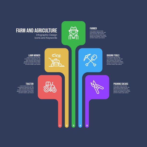 与农场和农业关键字和图标的信息图表设计模板图片下载