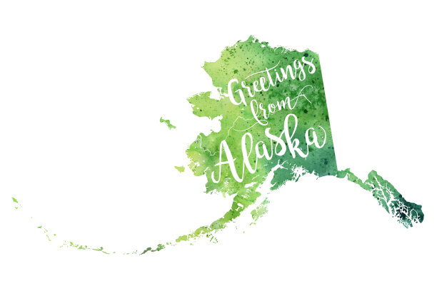 阿拉斯加贺卡栅格水彩地图插图图片下载