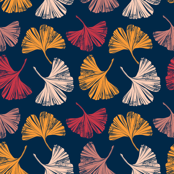 彩色银杏叶无缝图案背景图片下载