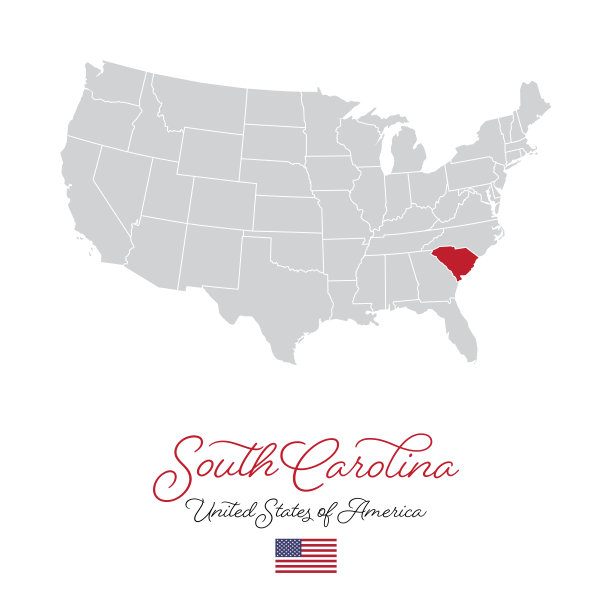 南卡罗来纳州在美国矢量地图插图图片下载