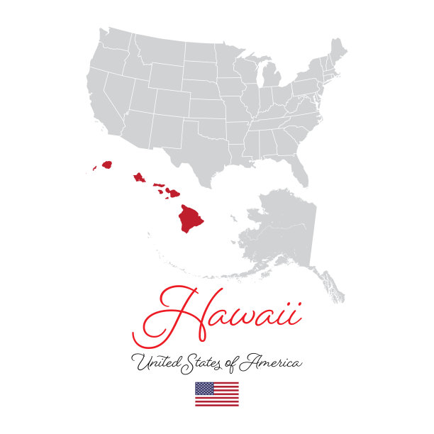 夏威夷在美国矢量地图插图图片下载