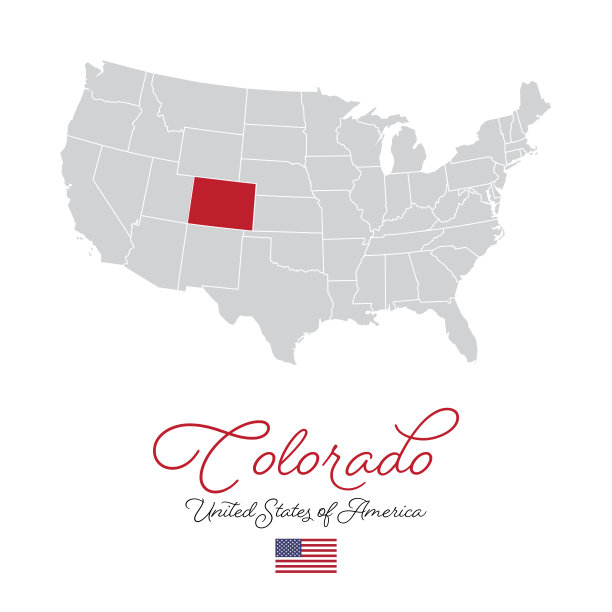 科罗拉多州在美国矢量地图插图图片下载