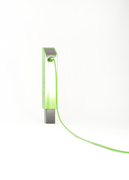 电动汽车充电站3d渲染。图片下载