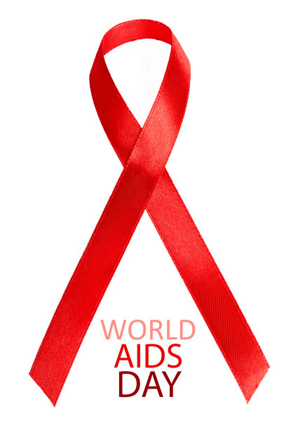 艾滋病意识标志红丝带。世界艾滋病日概念，12月1日。红色丝带作为艾滋病意识的象征，白色。图片下载